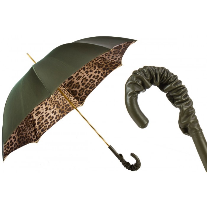 Зонт Pasotti «Леопардовый» оливковый