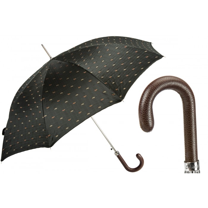 Зонт Pasotti «Пейсли» с кожаной ручкой