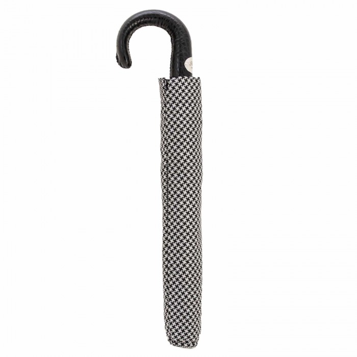 Зонт Pasotti складной «Пье-де-пуль» с кожаной ручкой