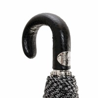 Зонт складной «Пье-де-пуль» с кожаной ручкой