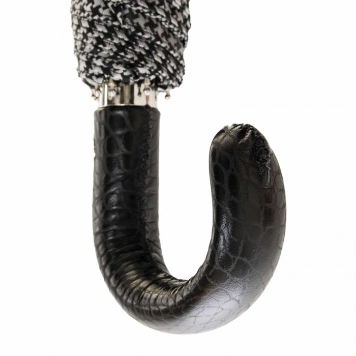 Зонт Pasotti складной «Пье-де-пуль» с кожаной ручкой